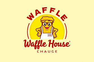 do waffle house mascot logo design with company
