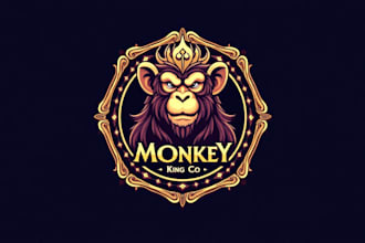do monkey king mascot logo design with 1 day delivery