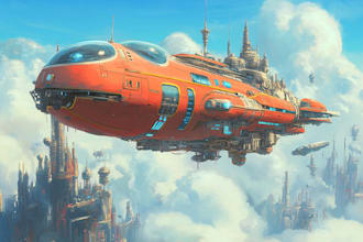 design a spaceship, sci fi illustration and sci fi art