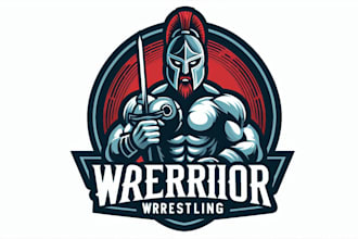 do warrior wrestling mascot logo with business