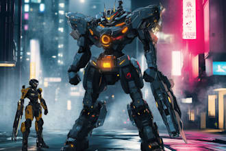 draw mecha robot armor character concept for you