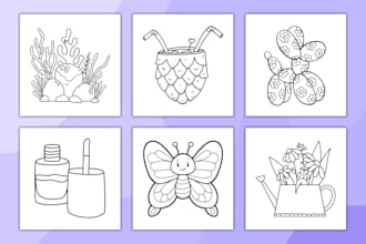 design bold and easy coloring book cover and pages for amazon KDP or etsy