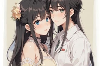 make a anime couple character art anime style