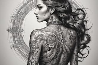 hand draw a full sleeve tattoo design unique modern