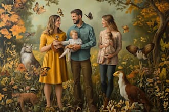 make realistic family portrait, couple or group from photo