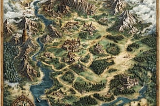 do hand drawn dnd world map illustration