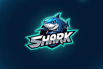 do shark esport gaming mascot logo with company
