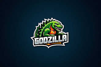 do awesome godzilla esport mascot logo design with business