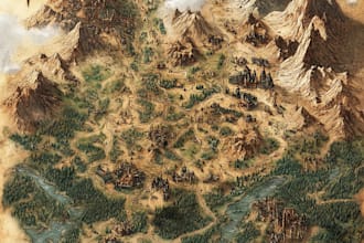 do a festival map illustration, fantasy map, city map, site map