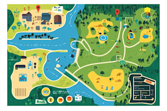 create a vector map illustration for events, festivals, and venues