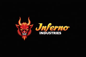 do king devil head mascot logo with business