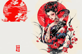 create your japanese custom tattoo design and illustration