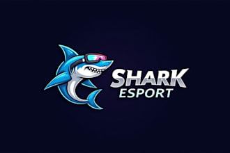 do shark esport gaming mascot logo with business