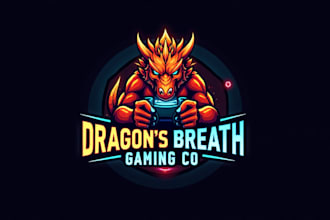 do dragon sport gaming mascot logo with company