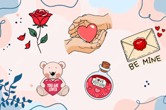 design cute simple illustrations for stickers, clip arts