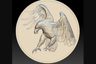 sculpt 3d relief coin model bas relief cnc design stl file, zbrush for printing