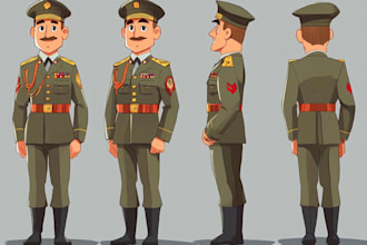 draw 2d game art military character design