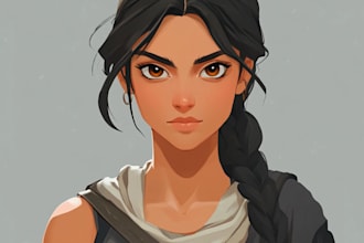 make a 2d game art character design and concept art