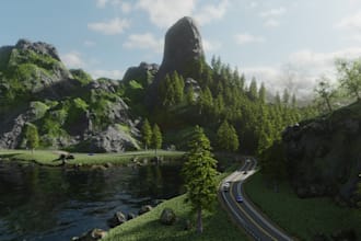 do 3d infrastructure design, road design, highway, doublelane, crossroad