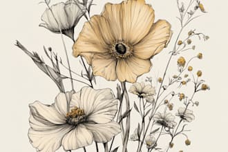 draw beautiful digital botanical illustrations of flowers, fruits, and plants