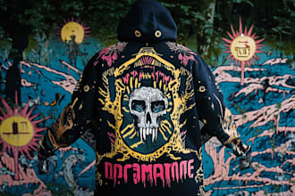 draw a custom dark surrealism for apparel