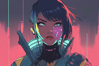 draw cyberpunk art anime illustration for you