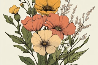 create custom botanical illustration, concept art, sketches for