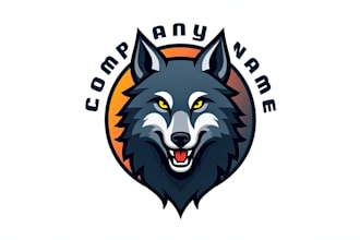 do wolf mascot logo design with company name