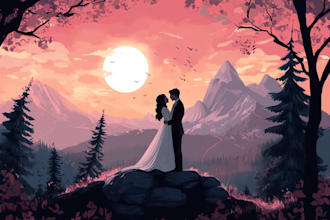 draw a flat vector landscape illustration