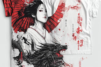 create japanese or anime streetwear style for t shirt