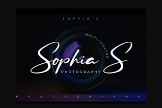 design best professional photography logo  signature cursive
