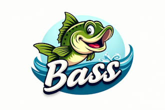 do big bass fishing mascot logo with company
