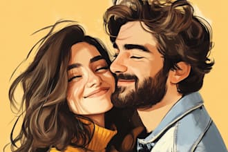 do couple, family or group to vector cartoon portrait