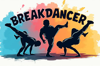 do people breakdance silhouettes mascot logo design