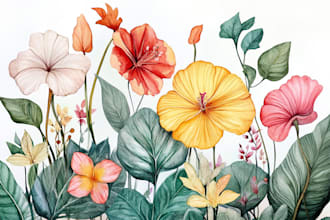 draw realistic botanical watercolor illustration
