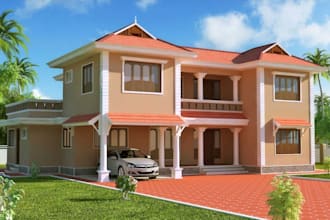 redesign airbnb house exterior, knockout villa wall, vr tour hotel apartment,cad