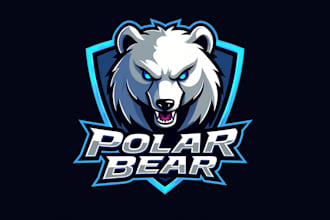 do awesome polar bear head esport mascot logo design