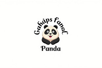 do panda mascot logo cartoon style with business