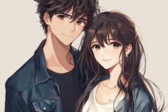 do anime fanart, digital art, vtuber, couple art and cartoon in my style
