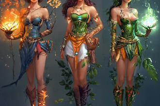 do a game character art concept art