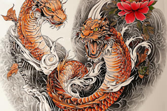 create japanese or oriental tattoo design for you