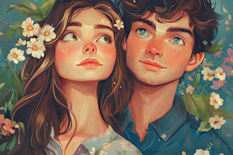 maken a couple into lovely disney cartoon portrait