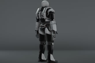 fantasy 3d cyborg model, robot, mechanical humanoid, control rig, 3d animation