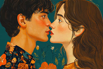 illustrate a vintage couple portrait