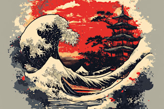 make japanese mask illustration, japanese illustration