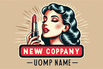 make different retro vintage woman lipstick logo for your company