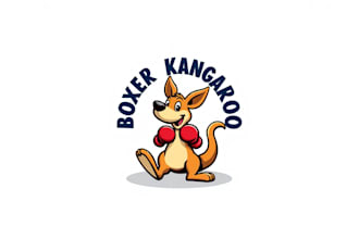 do awesome boxer kangaroo mascot logo design with business