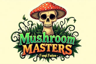 do awesome skull mushroom weeds mascot logo