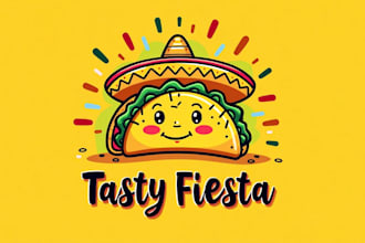 do funny tacos mexican mascot logo design with company