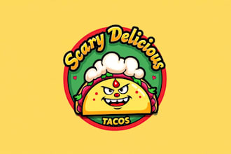 do scary delicious tacos restaurant mascot logo design
